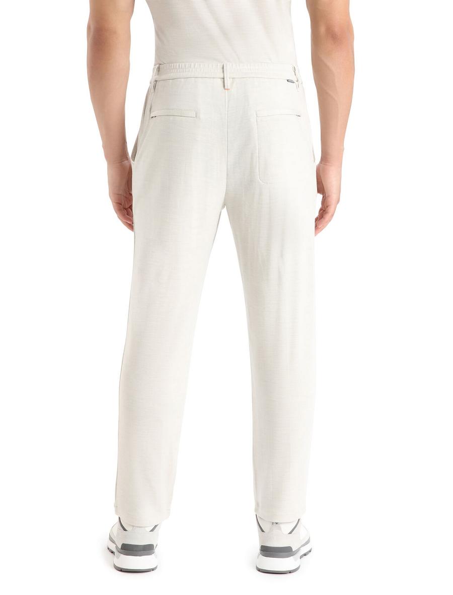 Men's Icebreaker MerinoFine™ Interlock Pants Ecru Heather | CA 1829YXFU